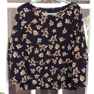 Women's Small The Limited Floral Blue Orange Yellow Blouse Shirt Top